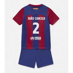 Barcelona Joao Cancelo #2 Koszulka Podstawowych Dziecięca 2023-24 Krótki Rękaw (+ Krótkie spodenki)
